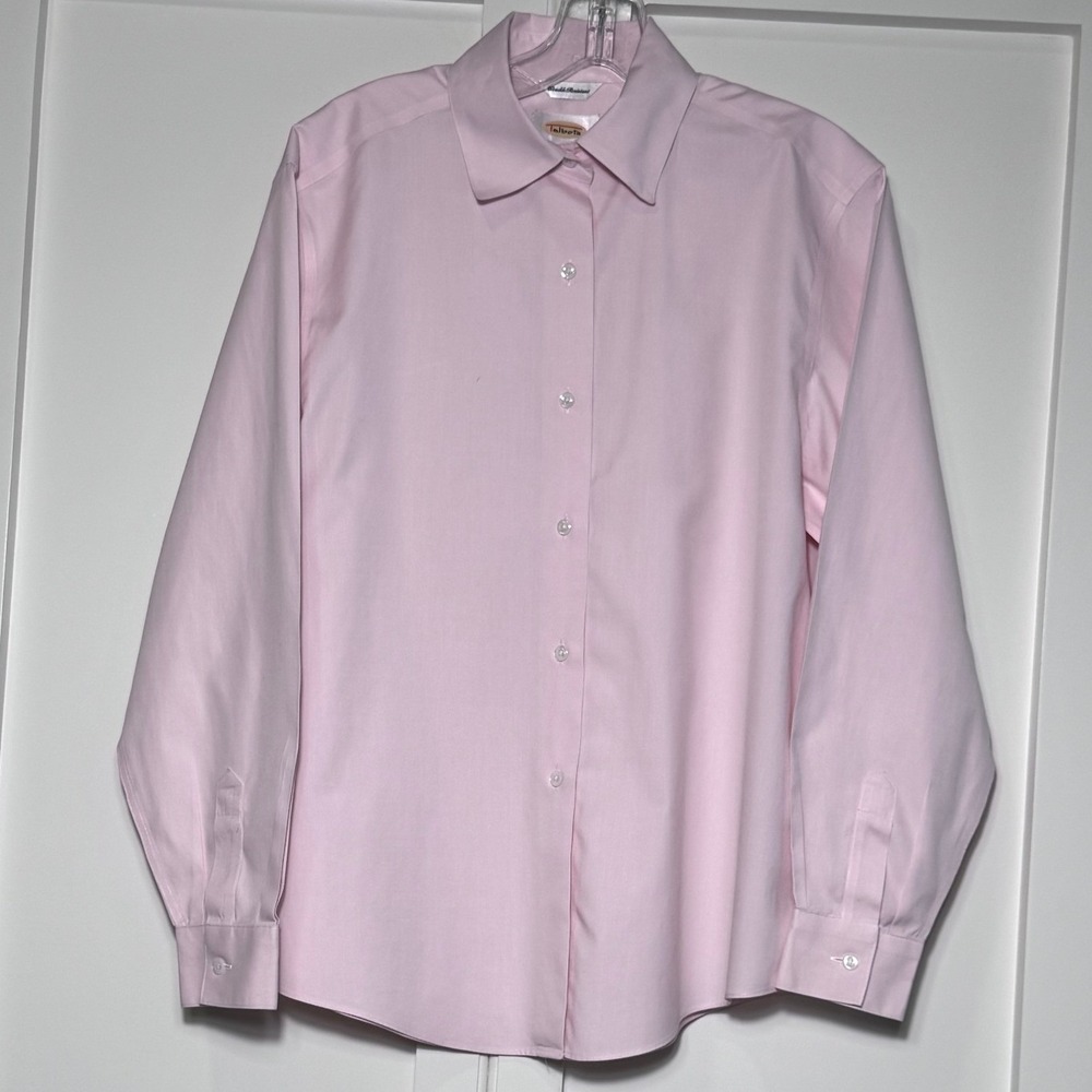 Talbots Womens Pink Wrinkle Resistant Cotton Button Down Size 10 Long Sleeve